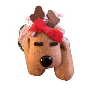 Vintage 1984 Hallmark Rhonda Reindeer Plush Sleepy Eyes Polka Dot Dress R2002